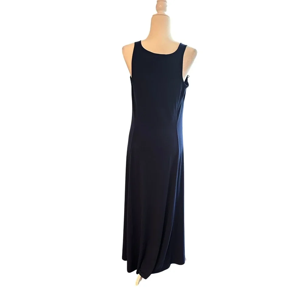 Michael Kors Navy Blue Sleeveless Double Slit Maxi Dress Large